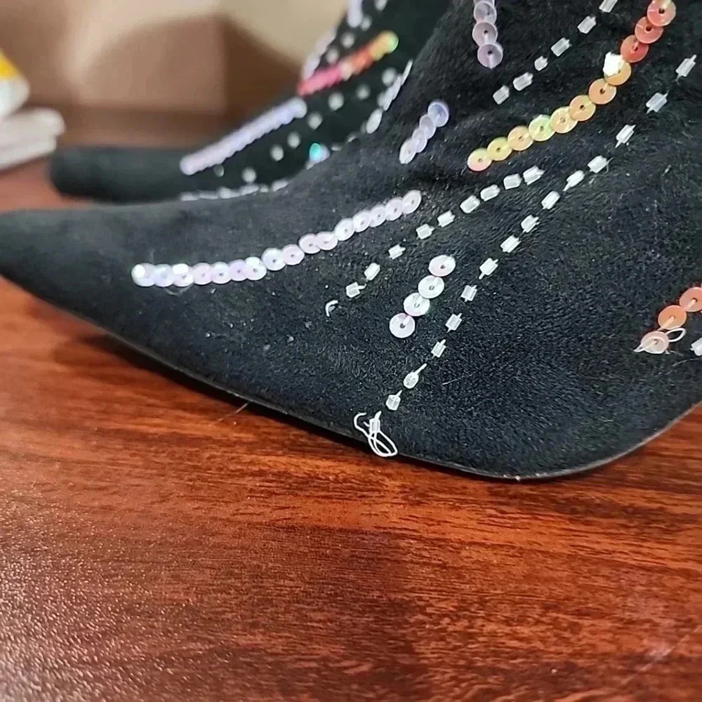 Sequin Pointed toed ankle boots size 7 - Picture 14 of 14